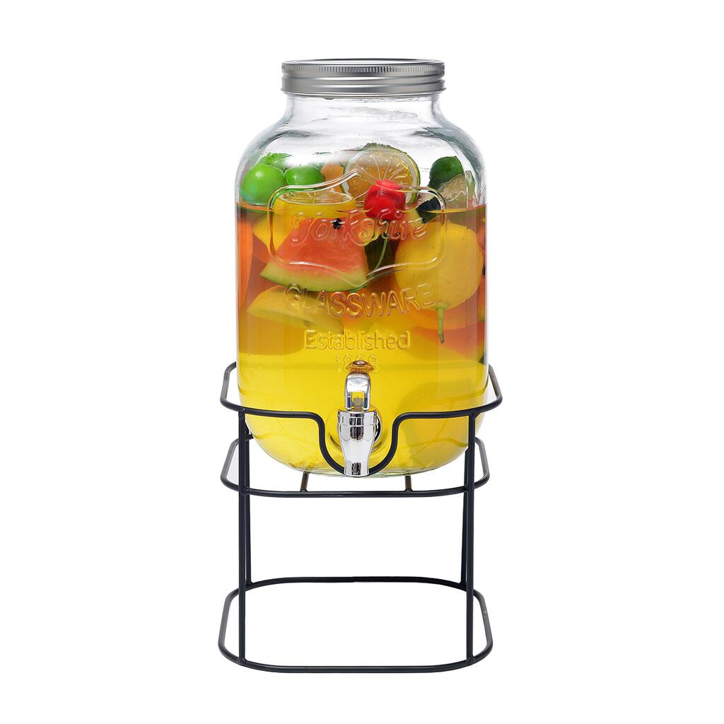 Банка емкость с краном 5 л стекло на металл подставке 18*18*39,5 см P.L. 